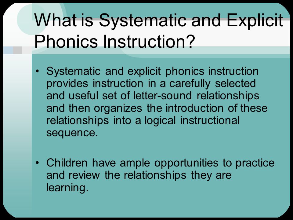 What is Systematic and Explicit Phonics Instruction.