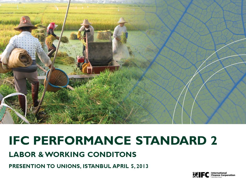 IFC PERFORMANCE STANDARD 2 LABOR & WORKING CONDITONS PRESENTION TO UNIONS, ISTANBUL APRIL 5, 2013