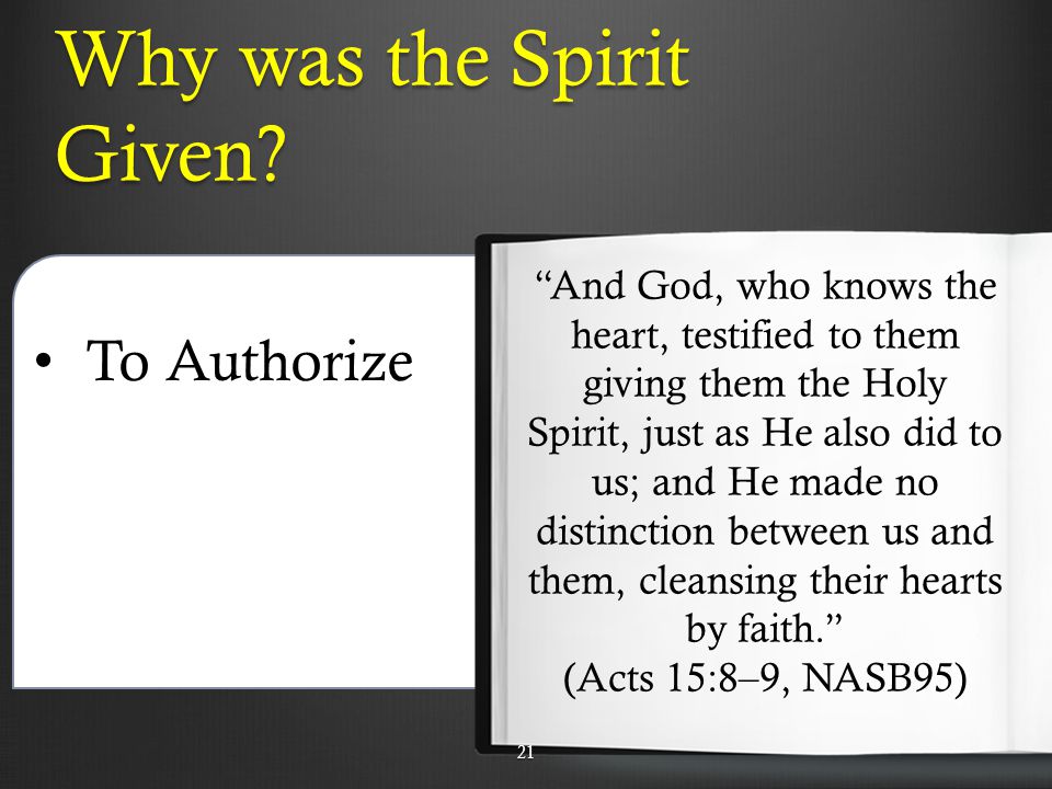 Why was the Spirit Given.
