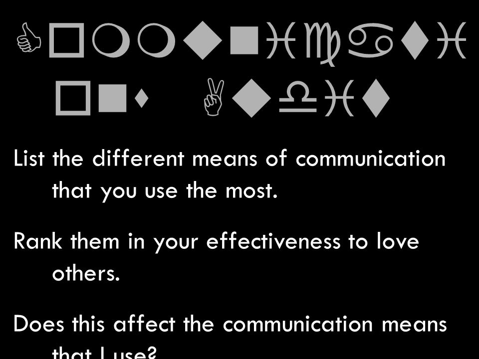 Communicati ons Audit List the different means of communication that you use the most.