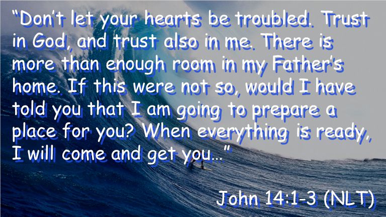Don’t let your hearts be troubled. Trust in God, and trust also in me.