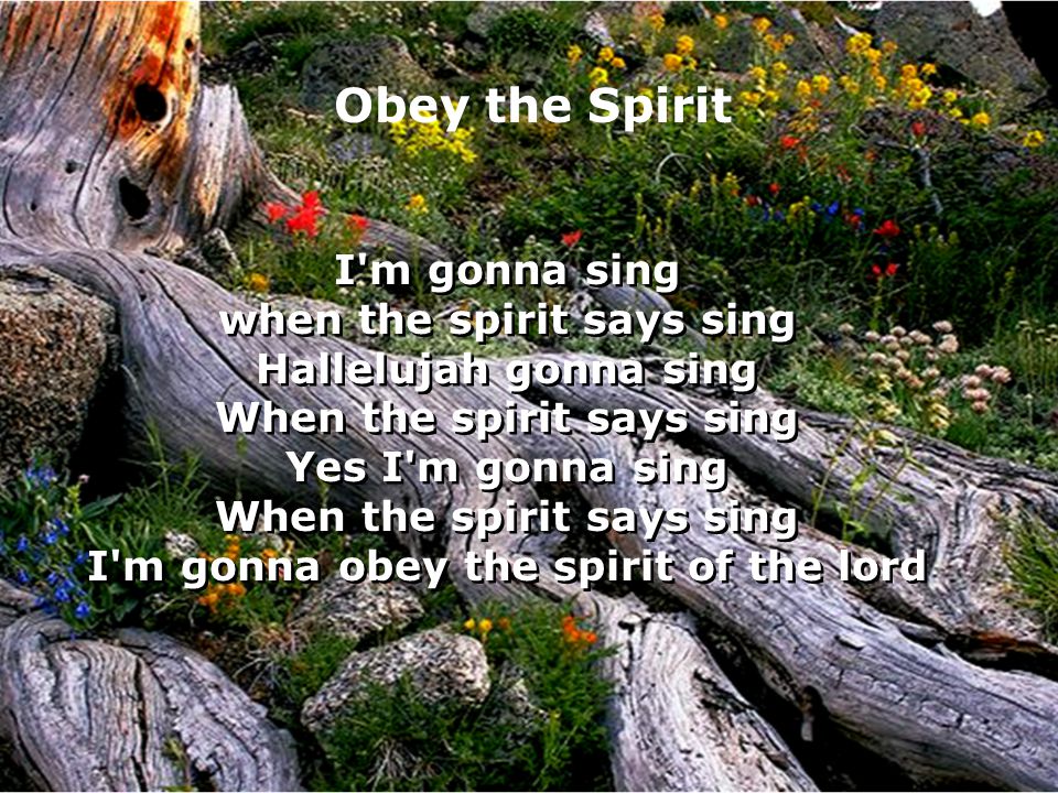 Obey the Spirit I m gonna sing when the spirit says sing Hallelujah gonna sing When the spirit says sing Yes I m gonna sing When the spirit says sing I m gonna obey the spirit of the lord