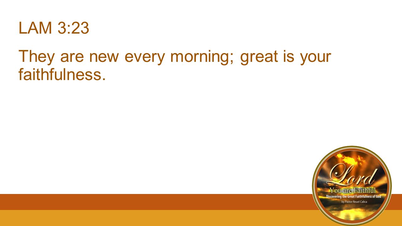 LAM 3:23 They are new every morning; great is your faithfulness.