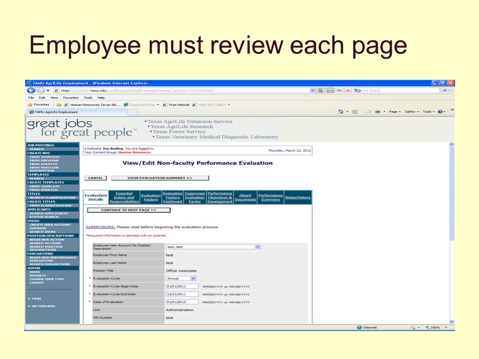 Employee must review each page