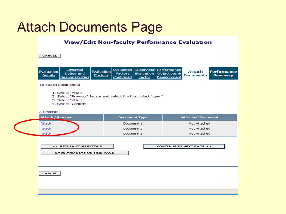 Attach Documents Page