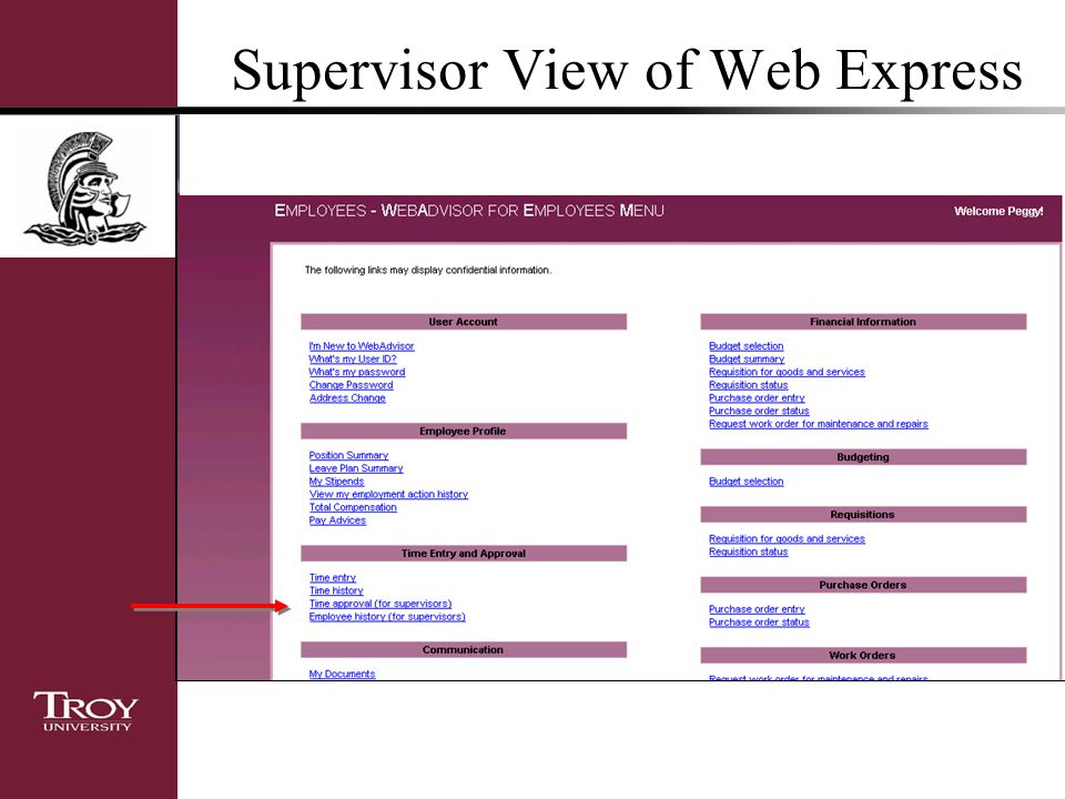 Supervisor View of Web Express