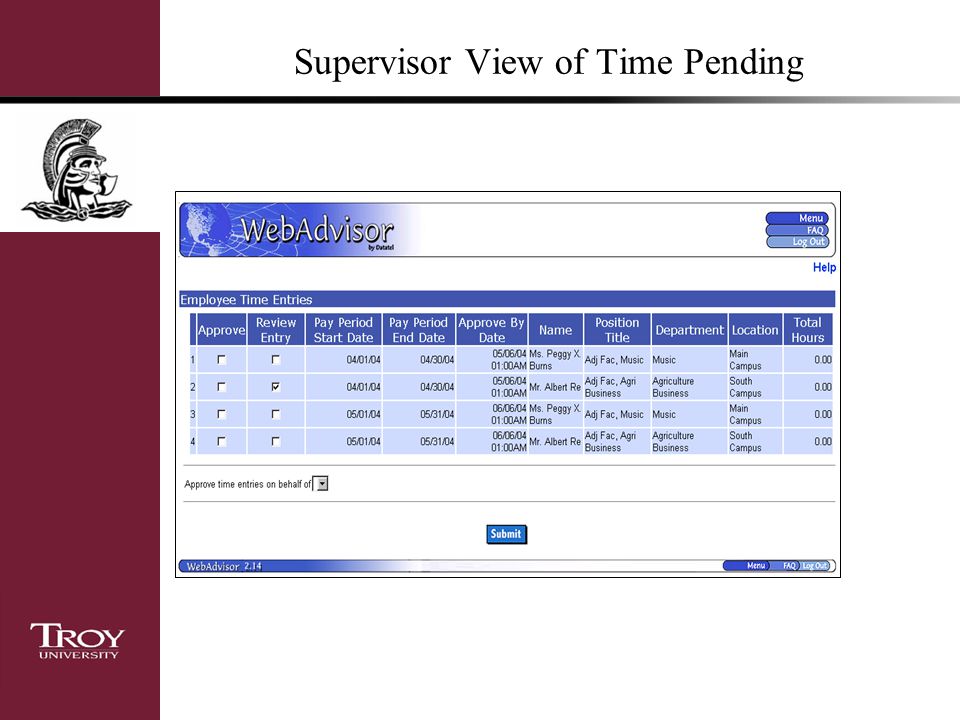 Supervisor View of Time Pending