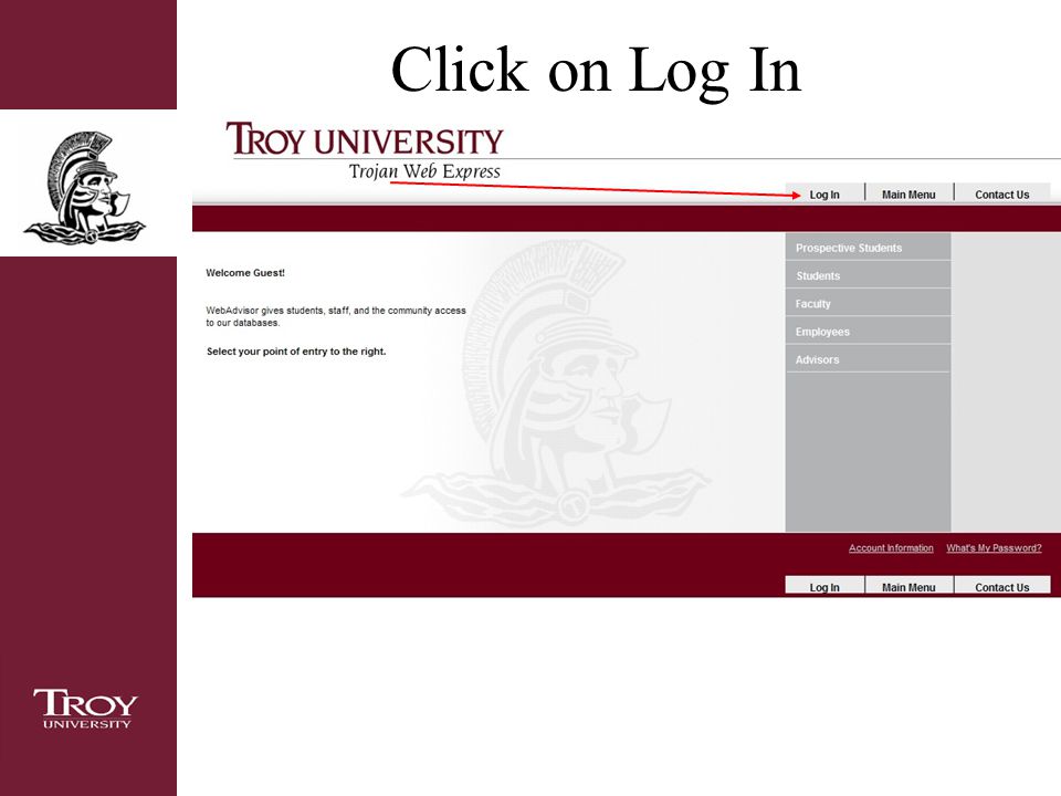 Click on Log In