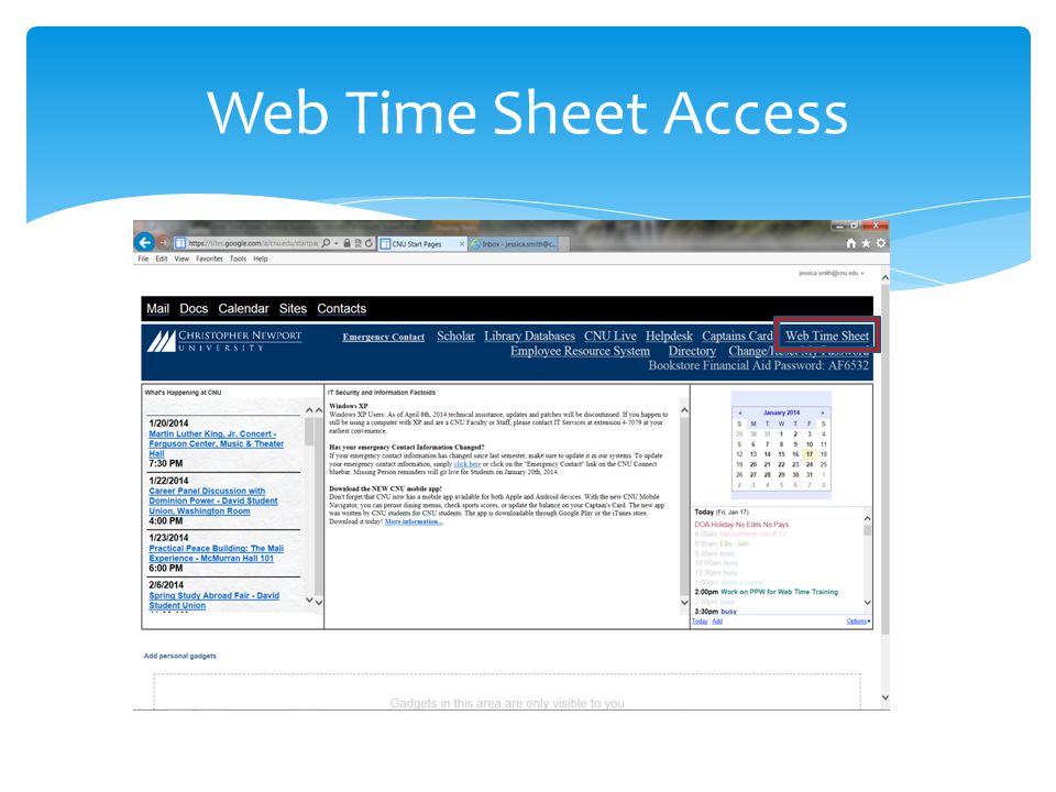 Web Time Sheet Access