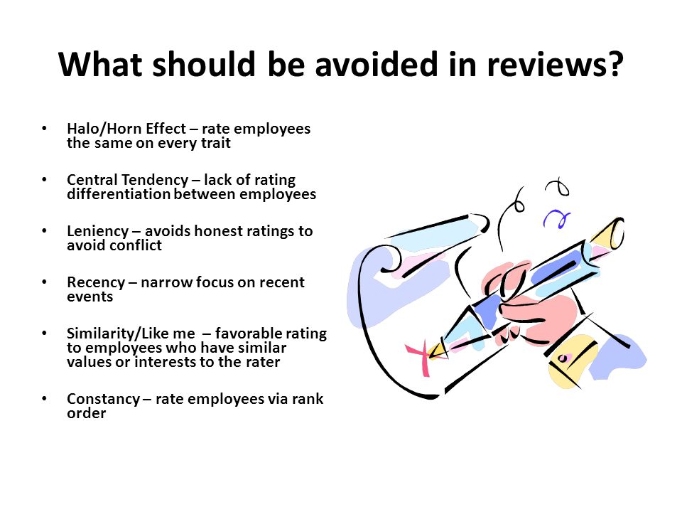 What should be avoided in reviews.