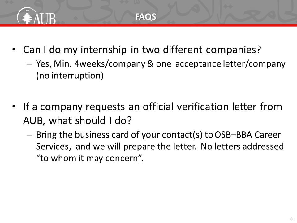 FAQS Can I do my internship in two different companies.