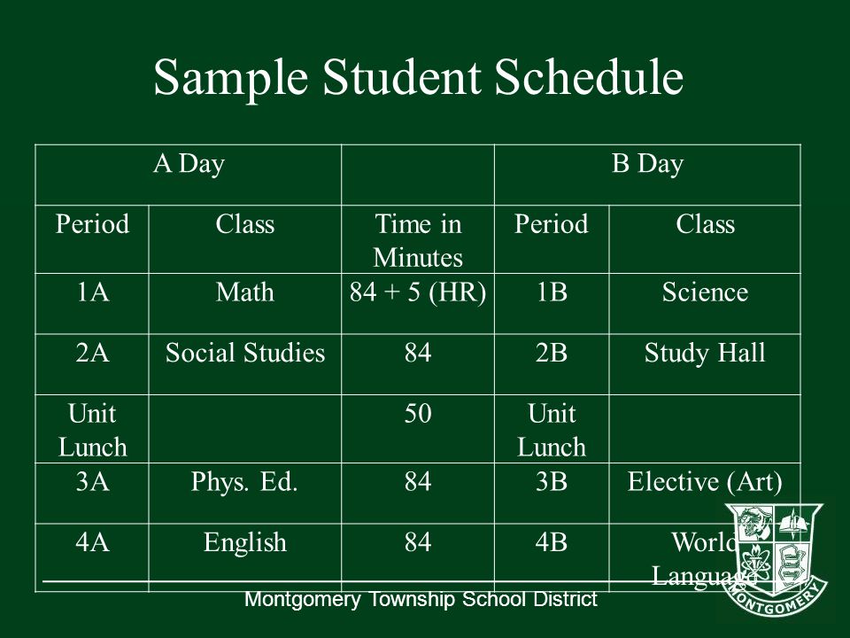 montgomery township school district montgomery high school class of sample high school class schedule