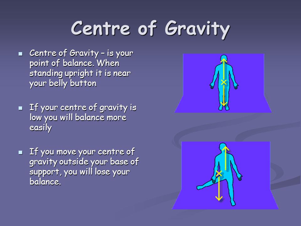 Centre of Gravity Centre of Gravity – is your point of balance.