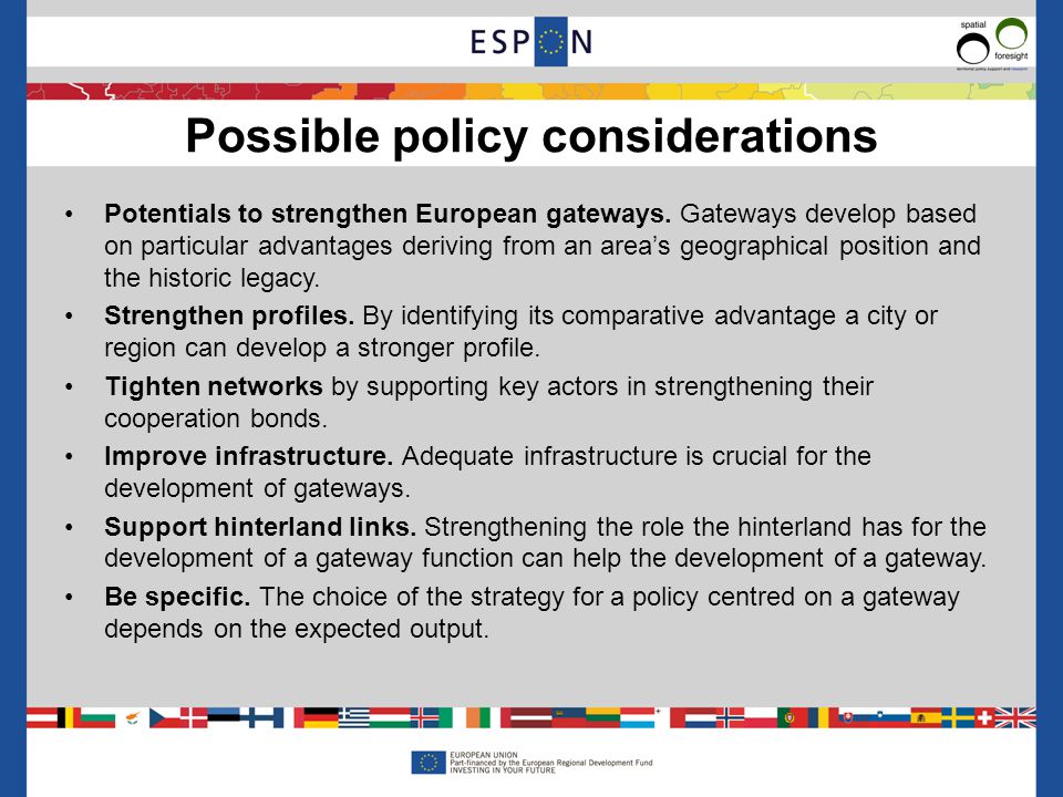 Potentials to strengthen European gateways.