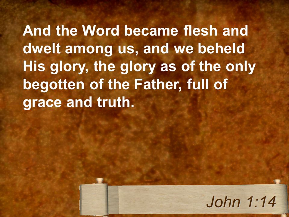 And the Word became flesh and dwelt among us, and we beheld His glory, the glory as of the only begotten of the Father, full of grace and truth.
