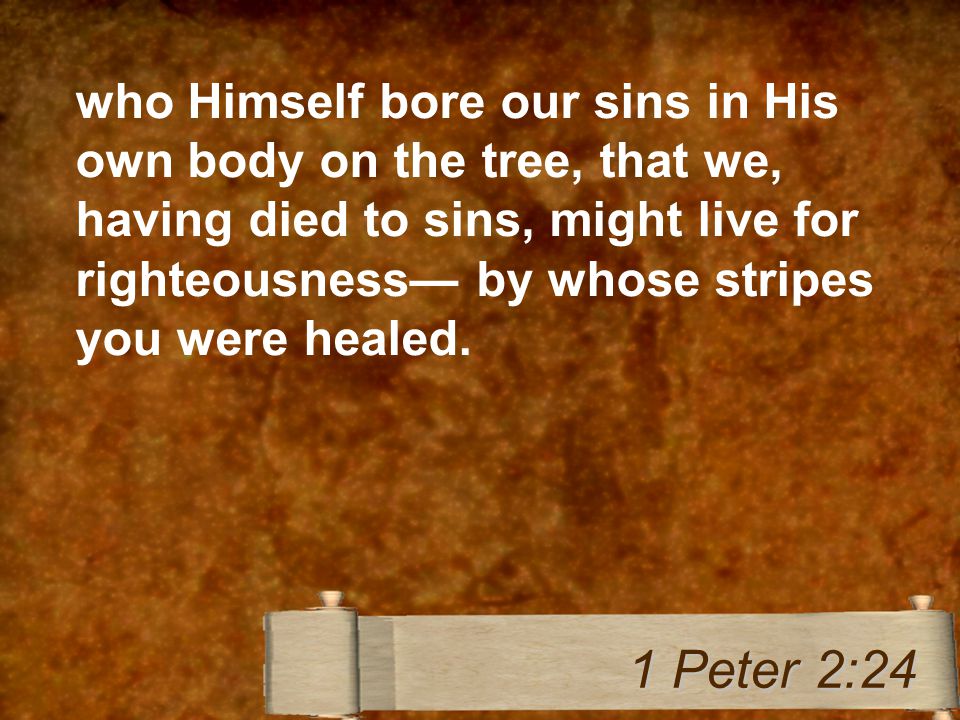 who Himself bore our sins in His own body on the tree, that we, having died to sins, might live for righteousness— by whose stripes you were healed.