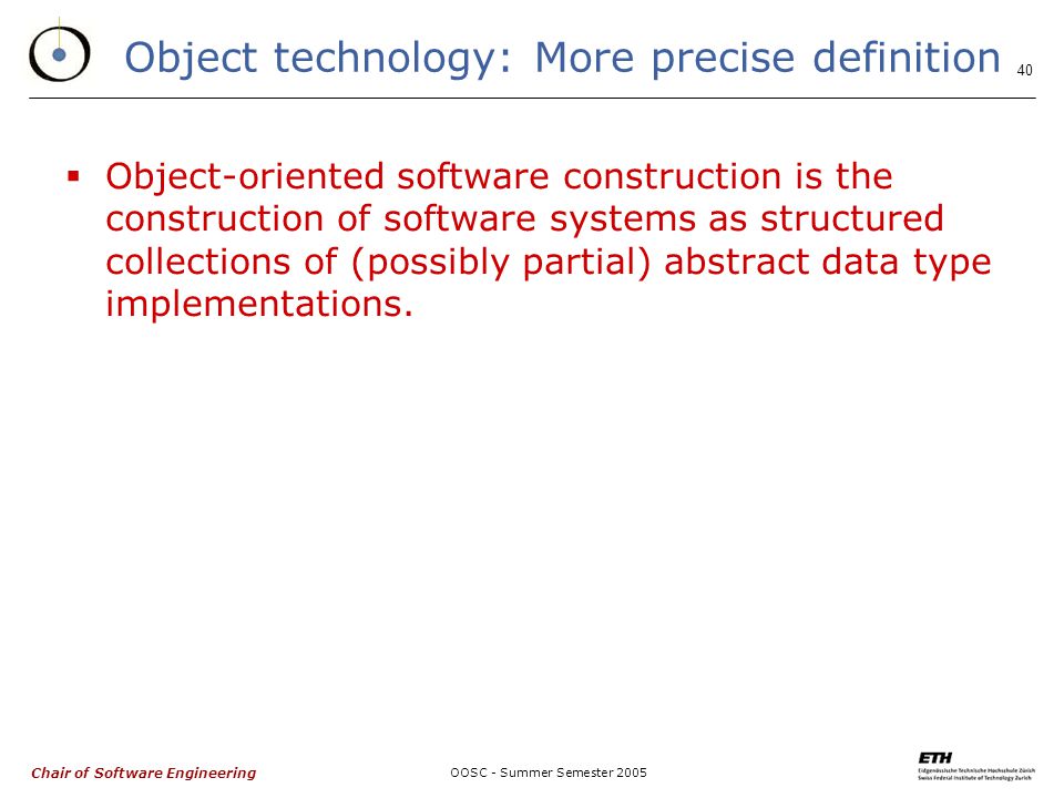 Chair Of Software Engineering Oosc Summer Semester Object