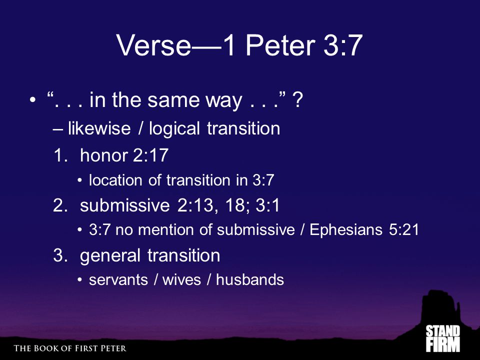 Verse—1 Peter 3:7 ... in the same way... .
