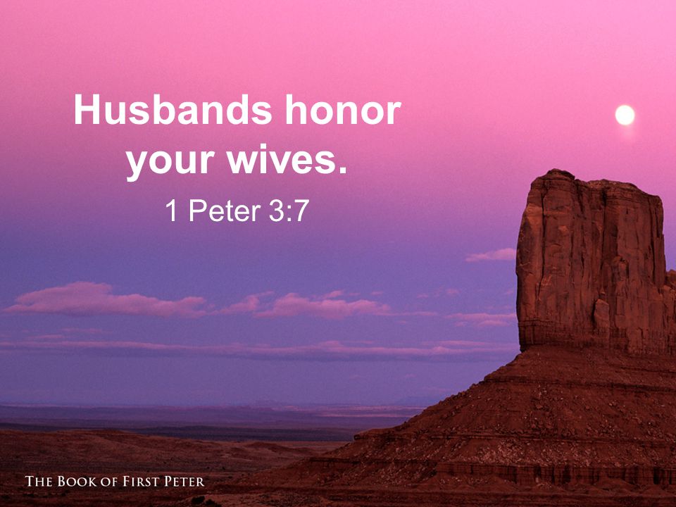 Husbands honor your wives. 1 Peter 3:7