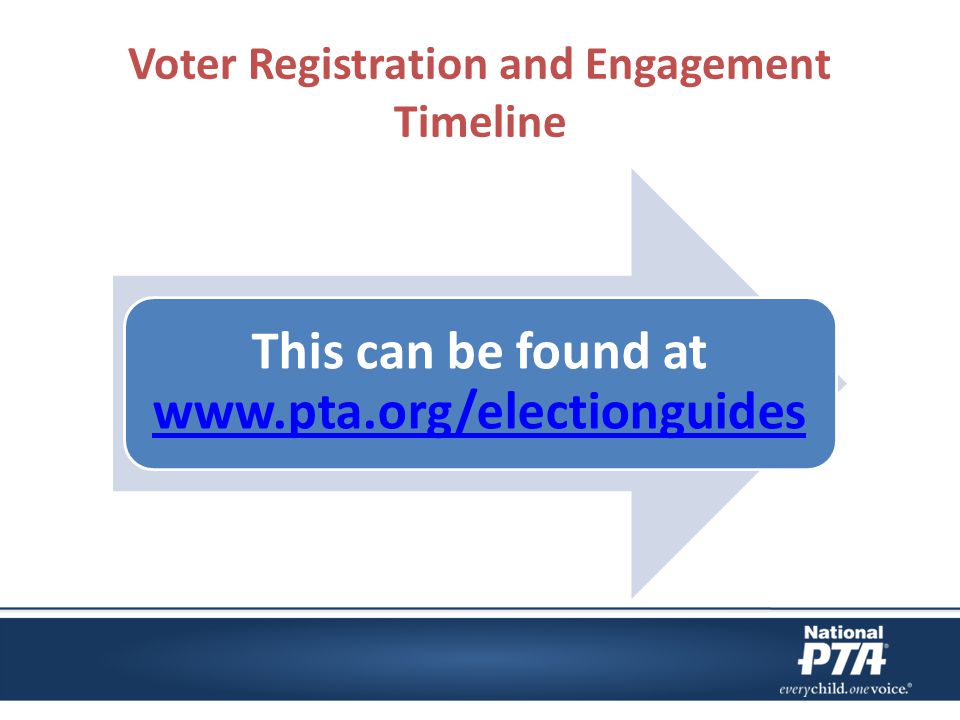 Voter Registration and Engagement Timeline This can be found at