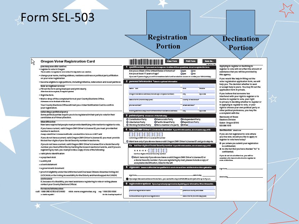 Form SEL-503 Declination Portion Registration Portion