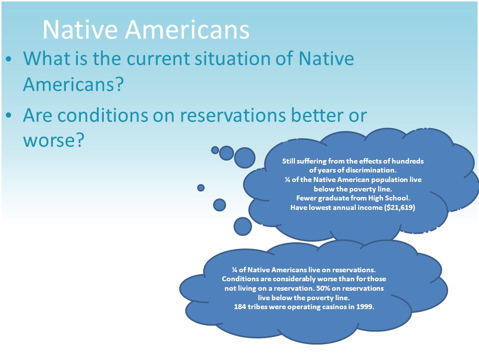 Native Americans What is the current situation of Native Americans.
