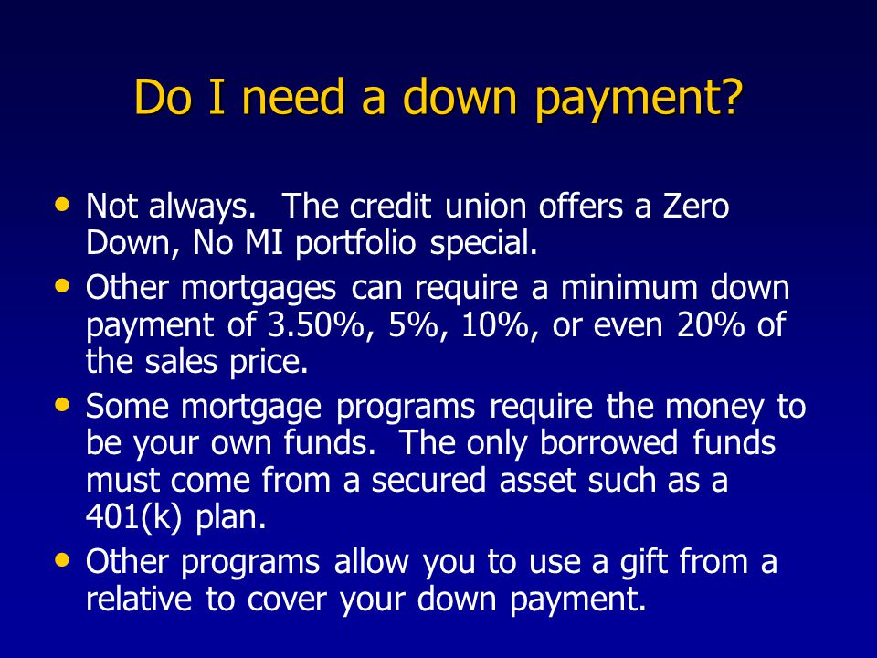 Do I need a down payment. Not always.
