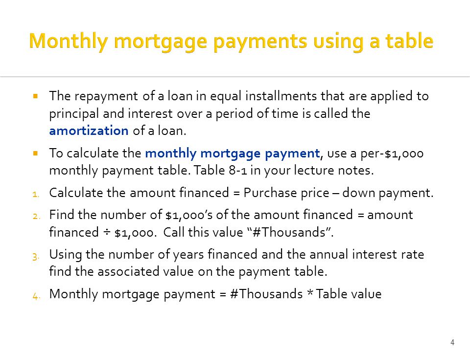  The repayment of a loan in equal installments that are applied to principal and interest over a period of time is called the amortization of a loan.