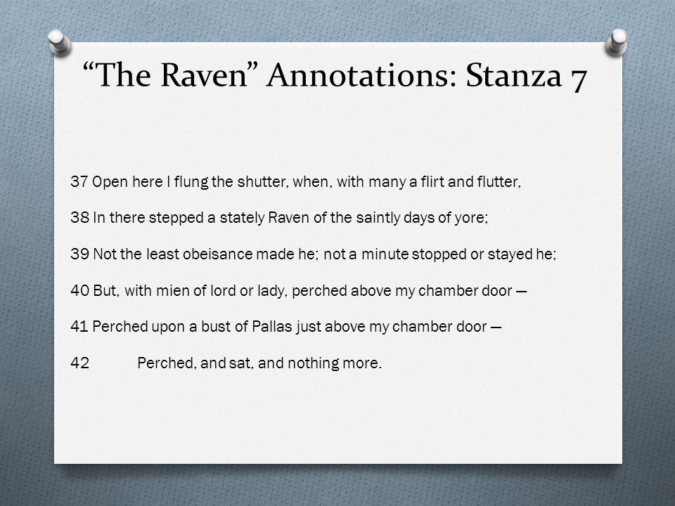 the raven summary by stanza