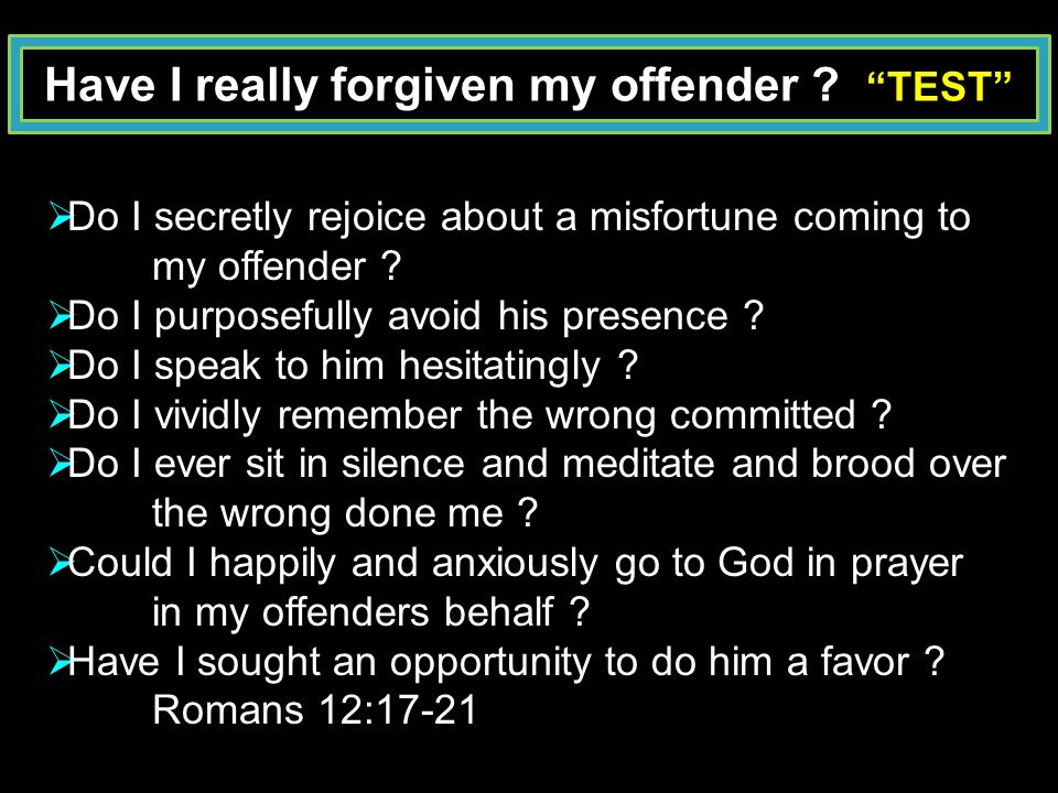 Have I really forgiven my offender .