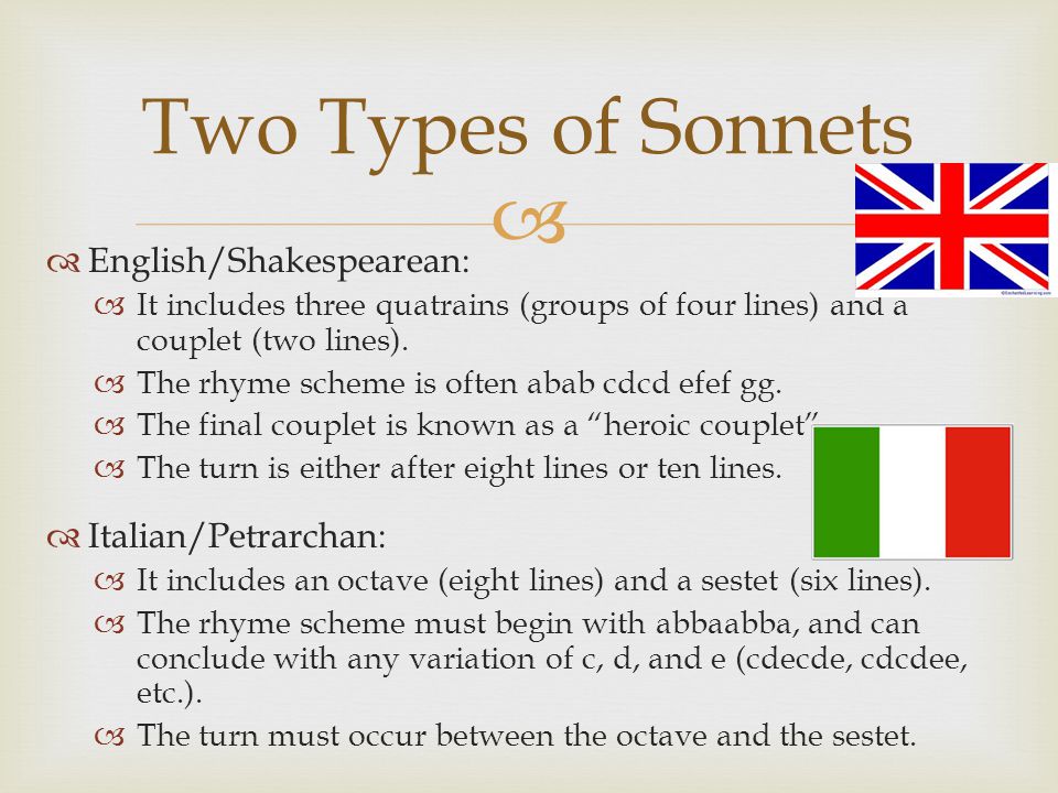 two types of sonnets
