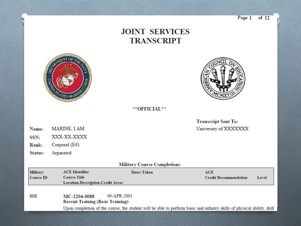 air force military transcripts