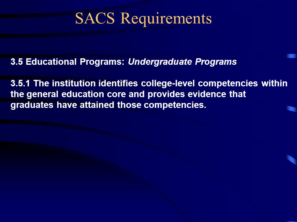 3.5 Educational Programs: Undergraduate Programs The institution identifies college-level competencies within the general education core and provides evidence that graduates have attained those competencies.