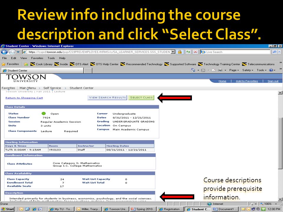 Course descriptions provide prerequisite information.