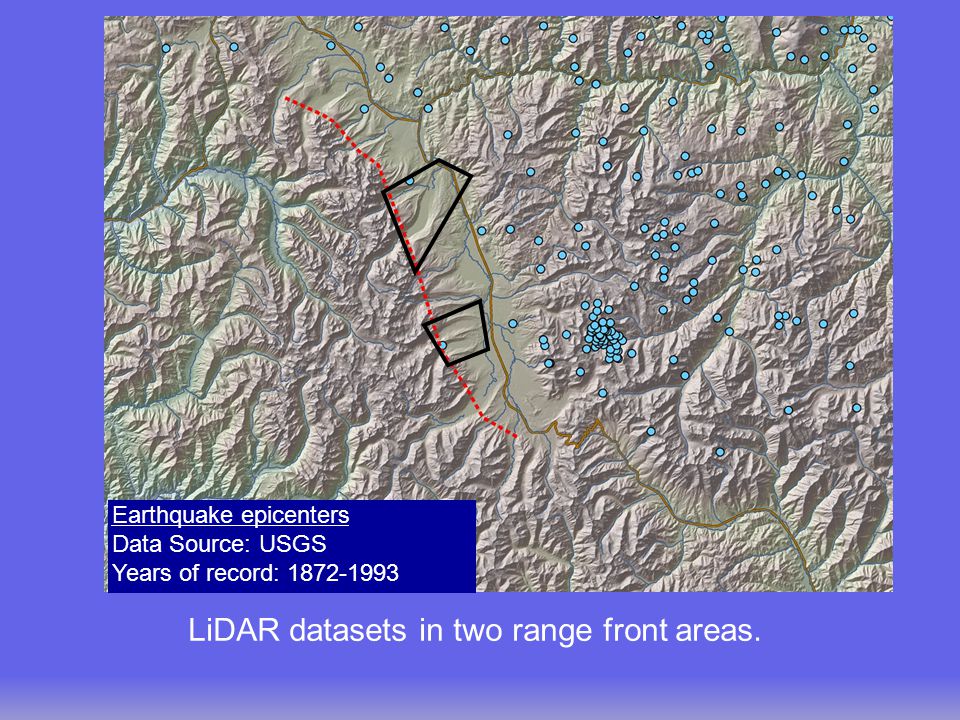 LiDAR datasets in two range front areas.