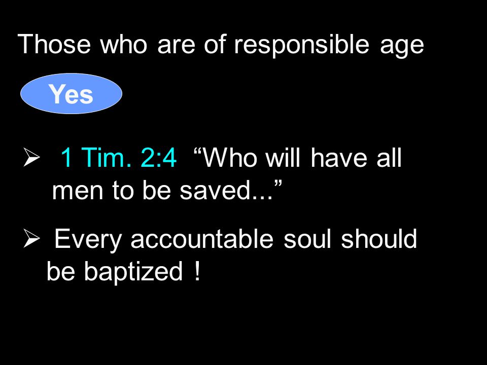 Those who are of responsible age Yes  1 Tim.