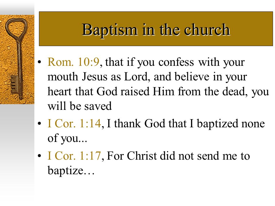 Baptism in the church Rom.