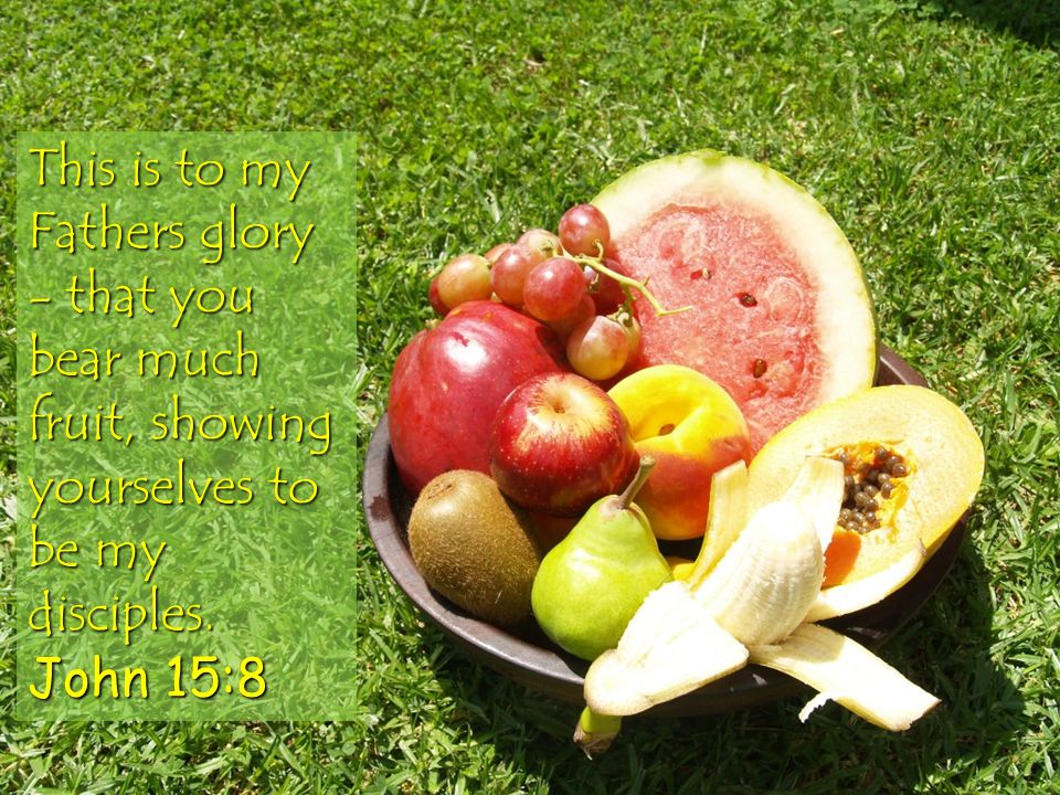 This is to my Fathers glory - that you bear much fruit, showing yourselves to be my disciples.