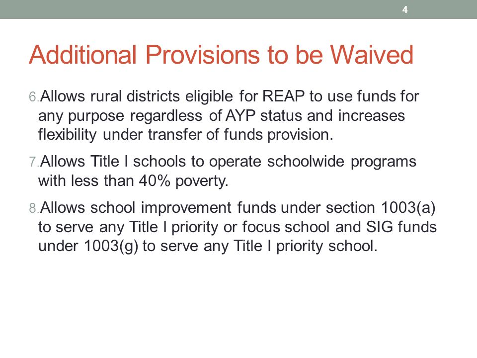 Additional Provisions to be Waived 6.