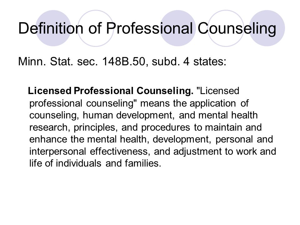 Definition of Professional Counseling Minn. Stat.