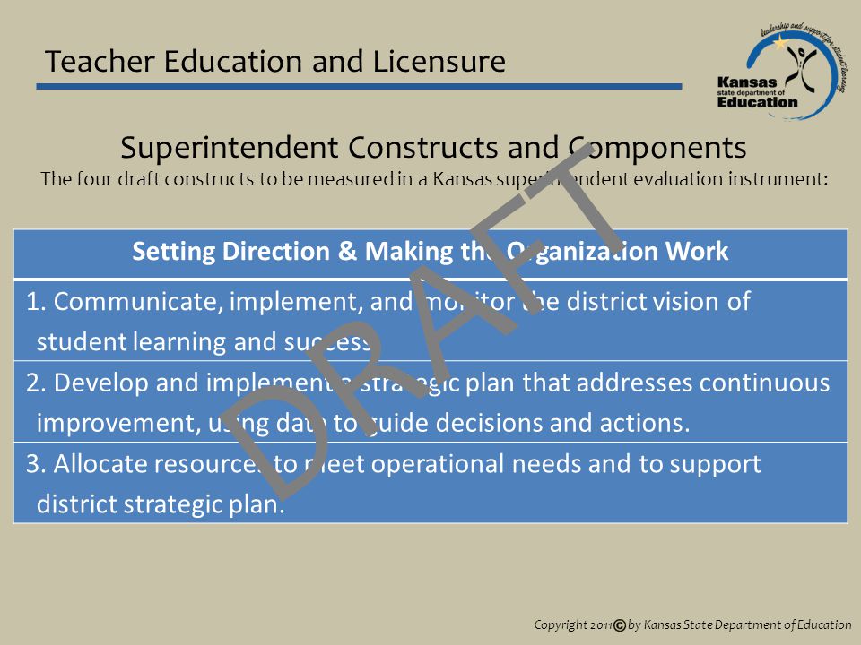 Teacher Education and Licensure Setting Direction & Making the Organization Work 1.
