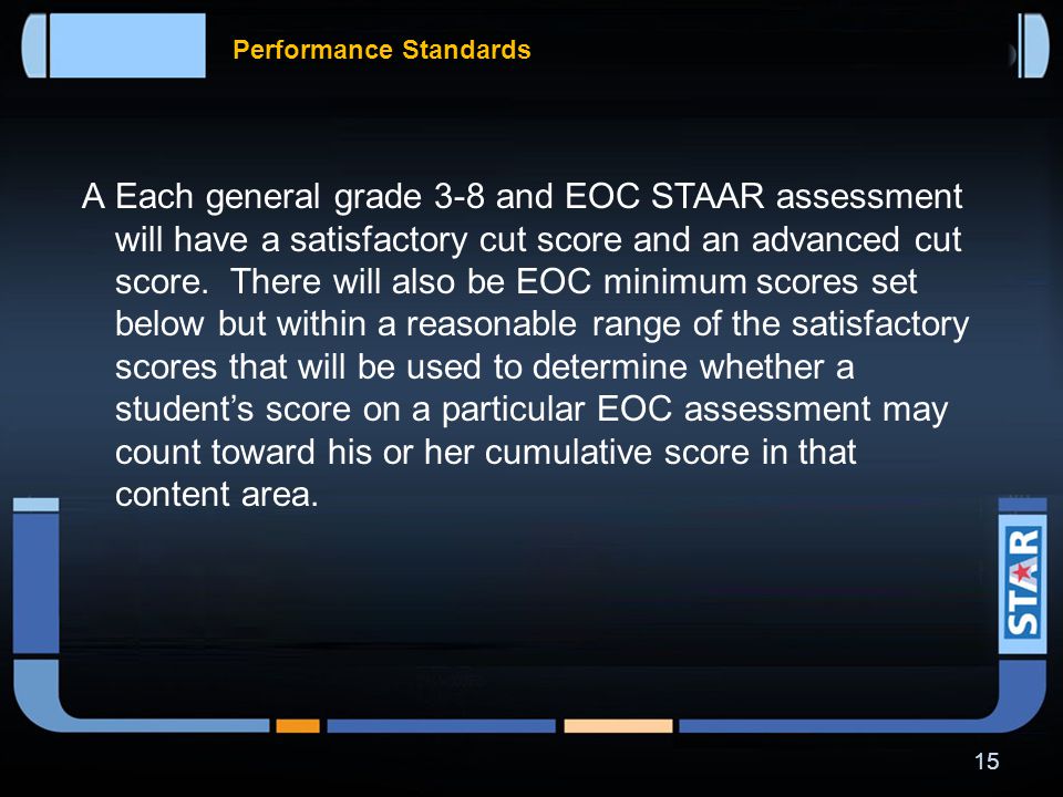 Standard Setting Process  The Student Success Initiative (SSI) promotion requirements will not include use of the STAAR results in the 2011–2012 school year only, since passing standards will not yet be established.