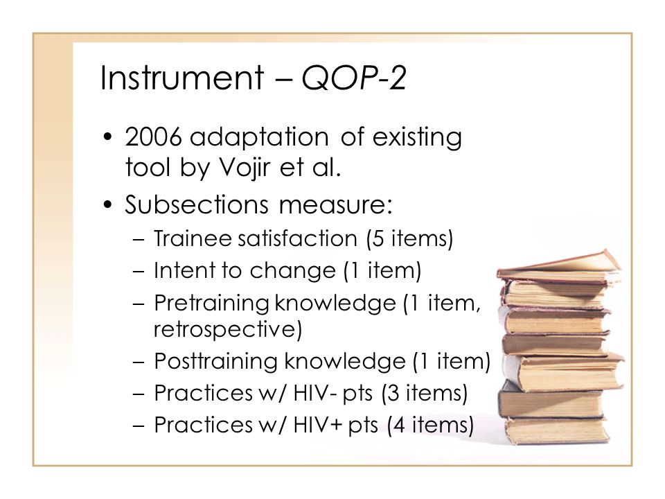Instrument – QOP adaptation of existing tool by Vojir et al.
