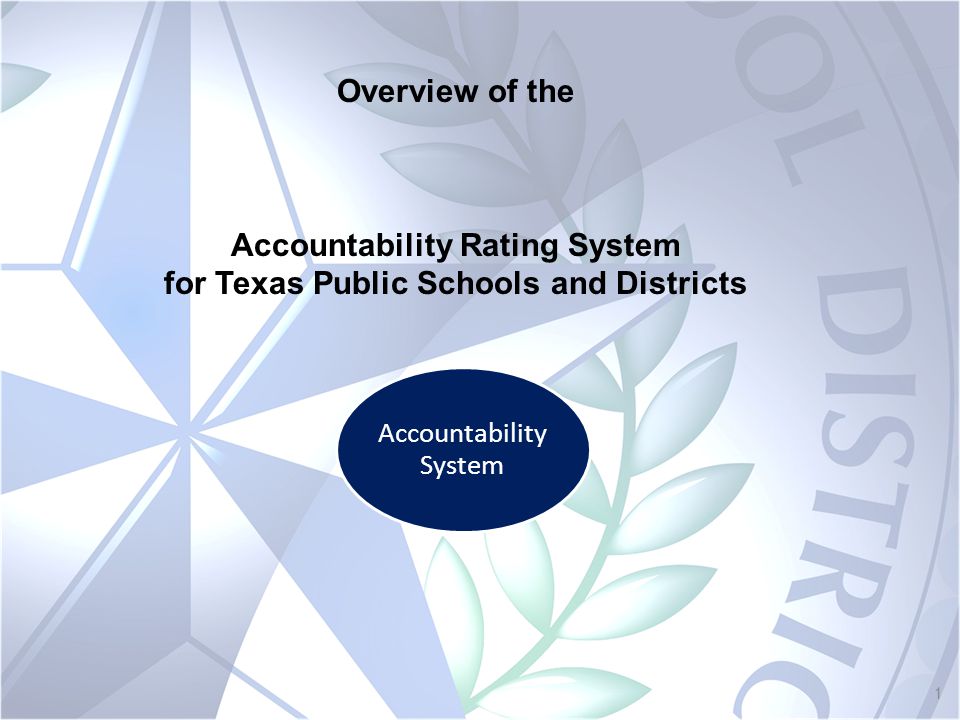 1 Accountability System Overview of the Accountability Rating System for Texas Public Schools and Districts