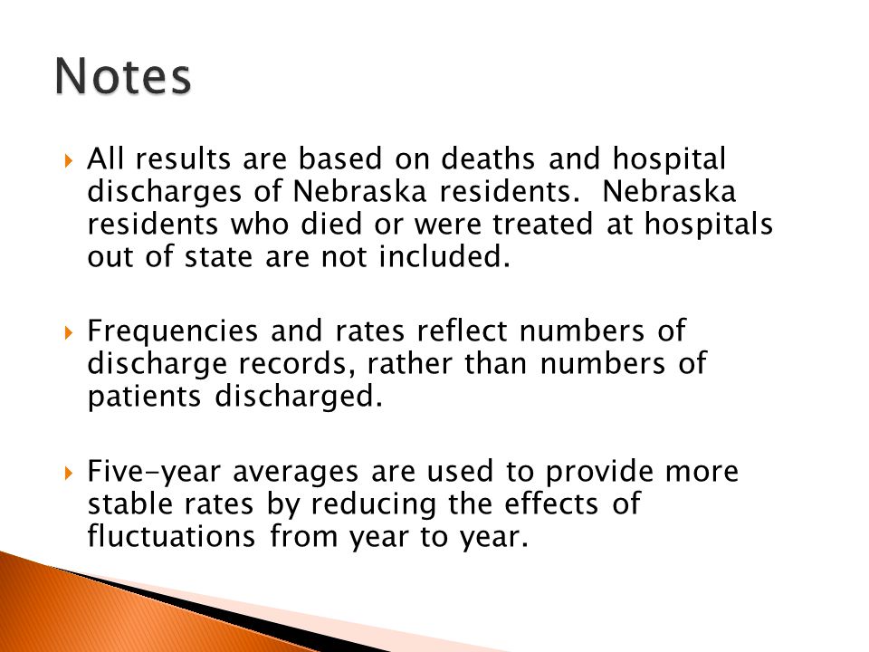  All results are based on deaths and hospital discharges of Nebraska residents.