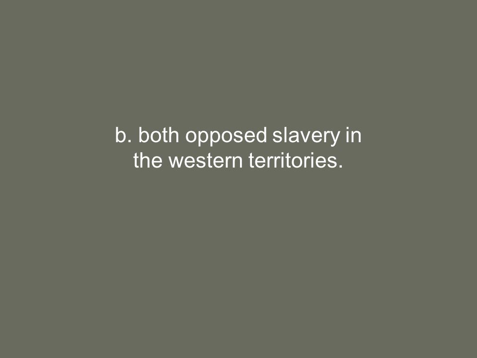 b. both opposed slavery in the western territories.