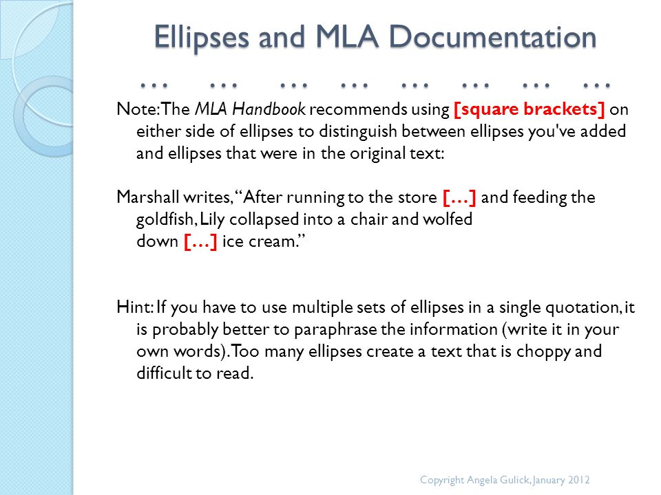 how to use brackets and ellipses in quotes