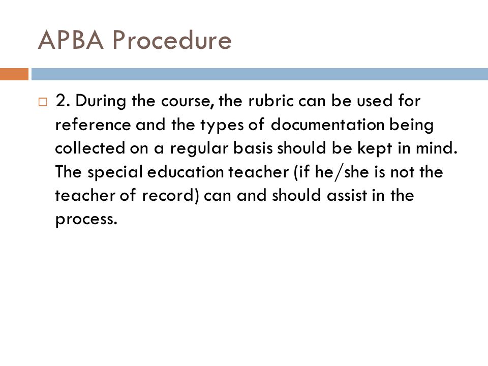 APBA Procedure  2.