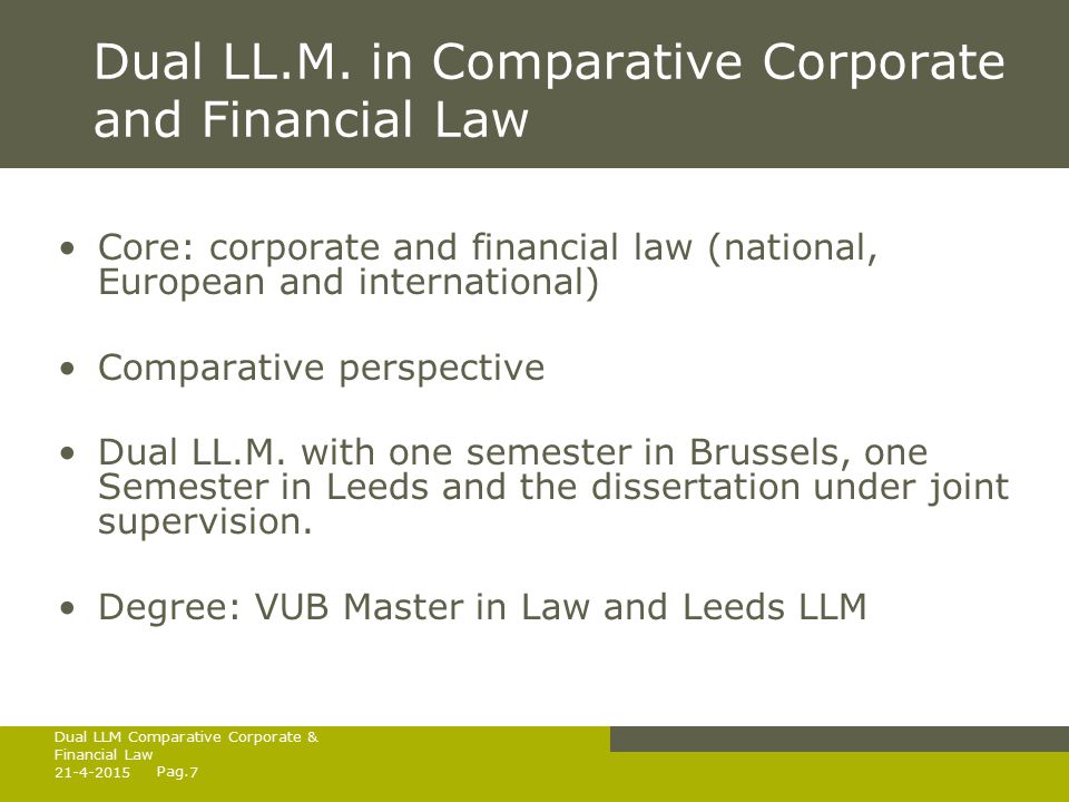 Pag Dual LLM Comparative Corporate & Financial Law Dual LL.M.