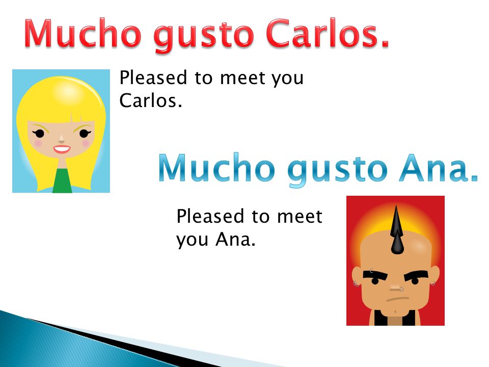 Pleased to meet you Carlos. Pleased to meet you Ana.